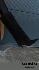 Marsial siyah süet çizme