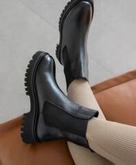 Venara siyah deri bot