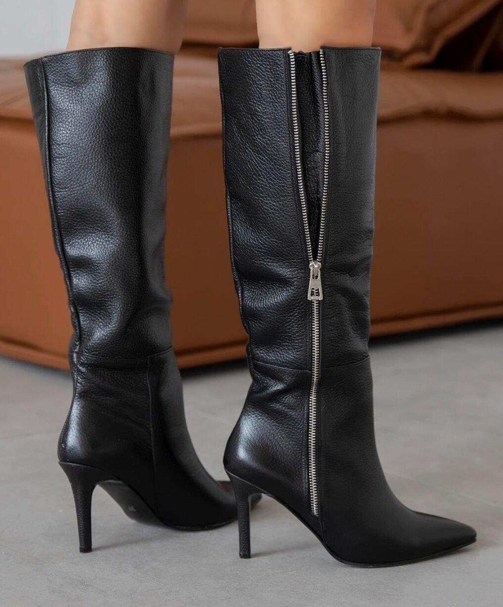 Valery siyah deri çizme