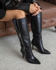 Valery siyah deri çizme