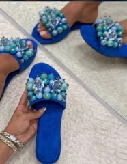 Cox Mavi Süet Terlik