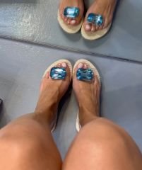 Tania Mavi Taşlı Sandalet