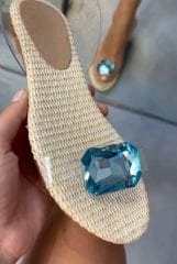 Tania Mavi Taşlı Sandalet