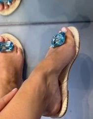 Tania Mavi Taşlı Sandalet